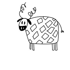 cow animal doodle childish hand drawn