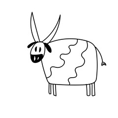 cow animal doodle childish hand drawn