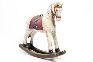 rocking horse vintage toy isolated