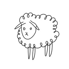 cute goat doodle childish hand drawn