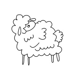 cute goat doodle childish hand drawn