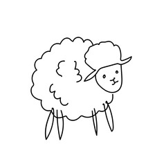 cute goat doodle childish hand drawn