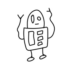 robotic doodle childish hand drawn