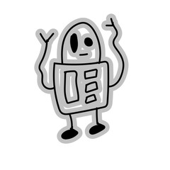 robotic doodle childish hand drawn
