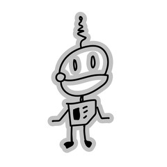 robotic doodle childish hand drawn