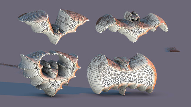 Illustration of a bat. Modelers can see mesh before converting to subd. Engineers can see parts to create wings. Architects can see to build mega structures. Visual order and density guaranteed.