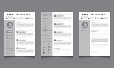 Professional Resume Layout with Cover Letter Template Two Page CV Design Set
