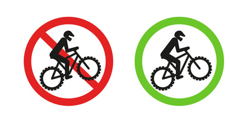 Fahrrad erlaubt, verboten Schild, Icon zur Verdeutlichung wo Radsport betrieben werden kann.