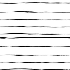 Hand crafted black striped seamless pattern. Vector scandinavian background with brush ink strokes. Simple pattern. Perfect for fabric, wrapping paper, textile, home decor
