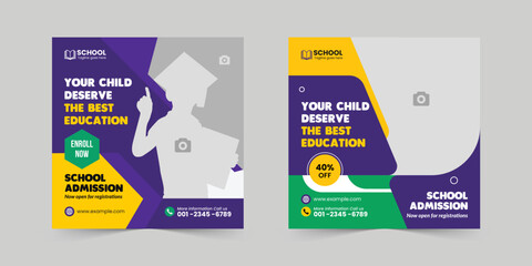 School education admission social media post web banner template