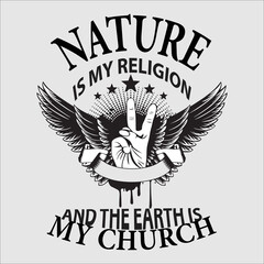 Nature is my Religion T-Shirt Design Template