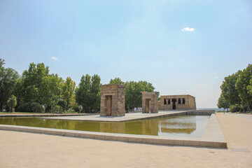 Fototapeta na wymiar Temple of Debod, an Egyptian monument relocated in the center of Madrid in Parque del Oeste