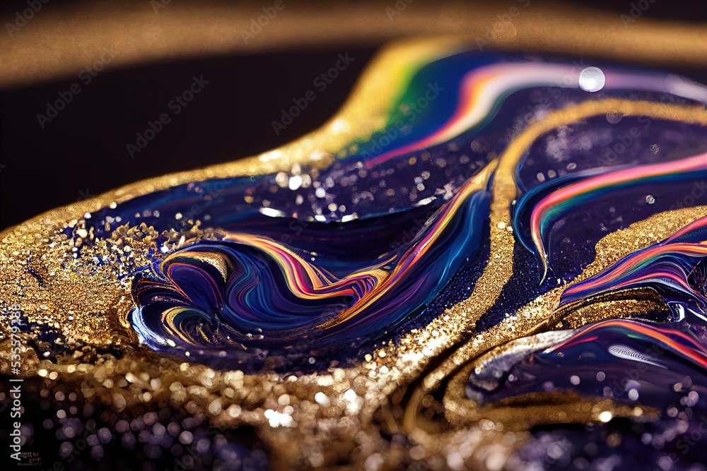 Poster gold crumbs are studded with a mixture of different colored carcasses. 3d rendering