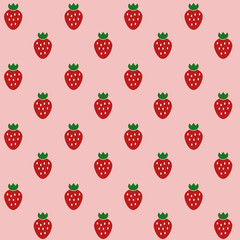 Strawberries, seamless pattern, vector. Pattern from strawberries on a pink background.