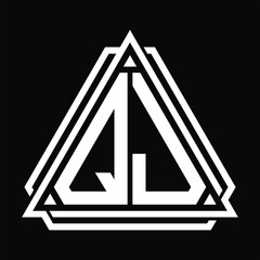 QJ Logo letter monogram with triangle shape design template