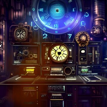 Futuristic unknown alien steampunk machine 