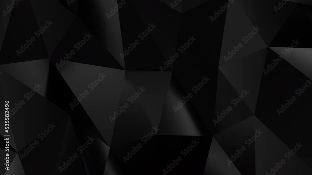 Poster black low poly geometric abstract background. 4k 3d animation ready to loop