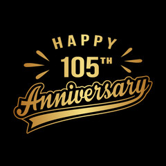 Happy 105th Anniversary. 105 years anniversary design template. Vector and illustration.