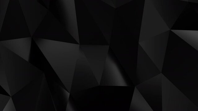  Black low poly geometric abstract background. 4k 3d animation ready to loop