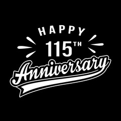 Happy 115th Anniversary. 115 years anniversary design template. Vector and illustration.