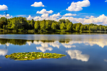 Autumn landscape with an idyllic lake
