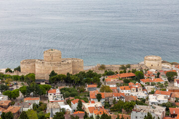 Fototapeta na wymiar Kilitbahir Castle (Kalesi) was built by Fatih Sultan Mehmet on the European side of the Çanakkale in the narrowest part of the Dardanelles, during the siege of Istanbul in 1452. Gallipoli – TURKEY