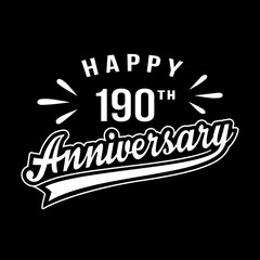 Happy 190th Anniversary. 190 years anniversary design template. Vector and illustration.