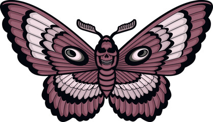 Death's-head hawkmoth with skull, grunge vintage design t shirts