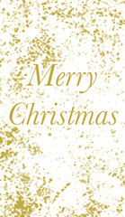 Gold text Merry Christmas with glitter in white background.
