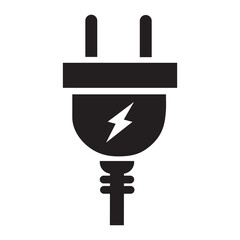 electric plug icon, black vector pictogram