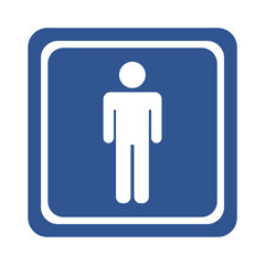 Man, woman, wc sign. Blue background. Restroom for male, female. Vector set

