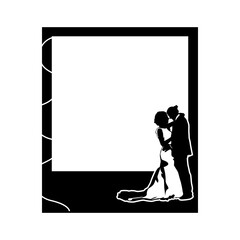 Silhouette wedding photo frame design template