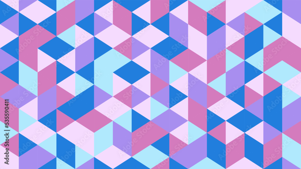 Wall mural abstract background of geometric triangle shapes. vector seamless pattern with punchy pastel colors