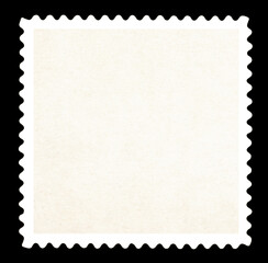 Vintage blank postage stamp on a black background