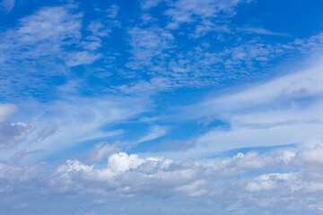 Blue sky with clouds in the morning, wallpaper backgrounds natural