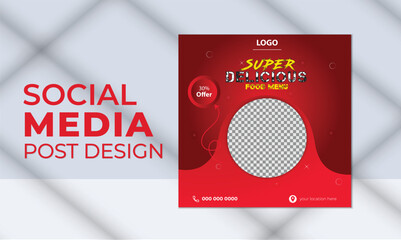 Set of Editable square banner template design for Fast food restaurant business marketing social media post, Food  post template design, Food social media post collection card template.