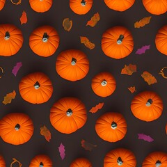 Fototapeta na wymiar Pumpkin, halloween pattern, seasmless, tile