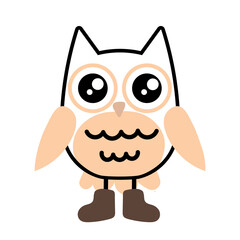 Cute owl in doodle style. Design element for stickers, prints, baby clothes and illustrations. Children's drawing.