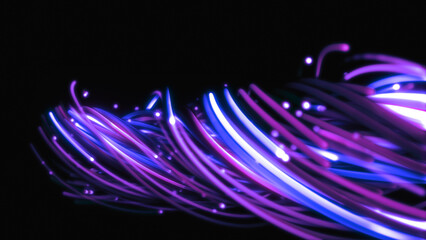 3D rendering of a colorful abstract background of strings, lines, ribbons, fibers or wires