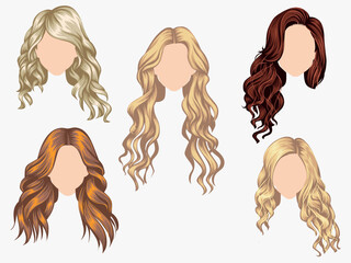 Beautiful hairstyle brown hair woman modern fashion for assortment.