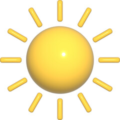 3D Sun yellow. 3d weather element PNG