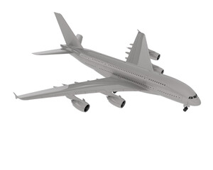 Flying airplane on transparent background. 3d rendering - illustration