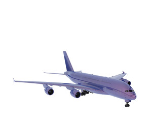 Flying airplane on transparent background. 3d rendering - illustration
