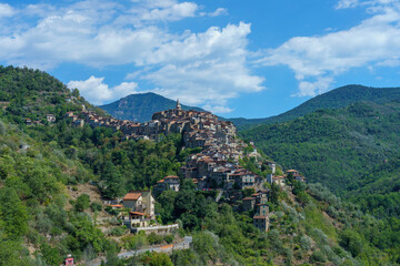 Italy. Liguria. The perched village of Apricale in Val Nervia (Imperia, Liguria, Italy)