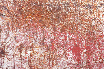 Corroded metal background. Rusty metal background with streaks of rust. Rust stains. The metal surface rusted spots. Rystycorrosion. Old metal iron panel.	