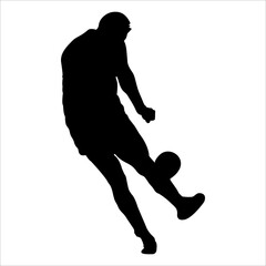 Fototapeta na wymiar football (soccer) player silhouette with ball vector 