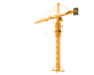 Fotobehang Construction crane on transparent background. 3d rendering - illustration © Cristian
