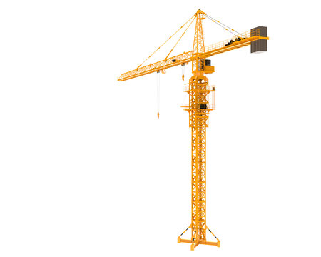 Construction crane on transparent background. 3d rendering - illustration