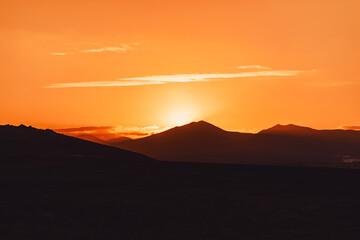sunset over the mountains, canary islands, Fuerteventura