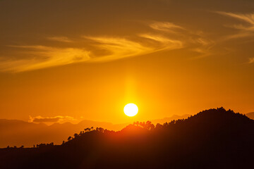Scenic sunset over the mountains